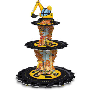B0BGXRYWZV.jpg Construction Theme 3-Tier Cardboard Cupcake Stand for Parties