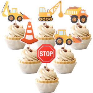 B09M446KMT.jpg 36-Piece Construction Cupcake Toppers for Birthday Parties