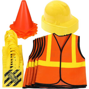 B09DYH2LXL.jpg 48-Piece Kids Construction Party Supplies and Dress-Up Set