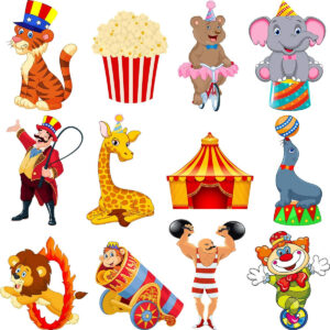 B07QXYYFG6.jpg 24-Piece Circus Carnival Cutouts for Party Decorations
