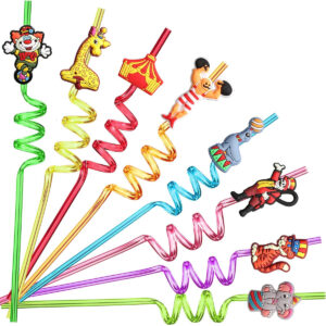 B09YRNJ661.jpg 24 Circus Party Drinking Straws with Cleaning Brushes