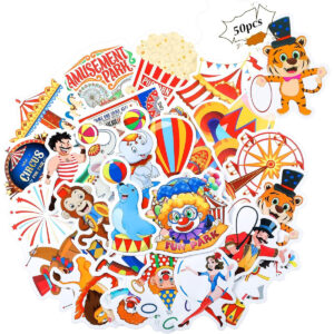 B09JYM64J8.jpg 50 Pcs Circus Party Favors Stickers for Carnival Decor