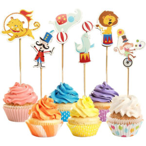 B0CCRRP848.jpg 24-Piece Circus Cupcake Toppers for Carnival Party Decor