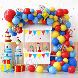 B08QJ56XWJ.jpg Carnival Circus Theme Party Decorations with Balloon Arch Kit