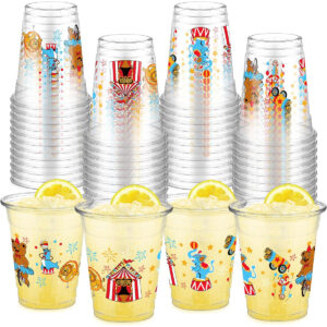 B0D4V5DXJK.jpg 50 Pcs 12 oz Circus Theme Disposable Plastic Cups for Parties