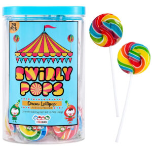 B0BRH6W6LZ.jpg 24 Circus Rainbow Swirl Lollipops for Kids Birthday Parties