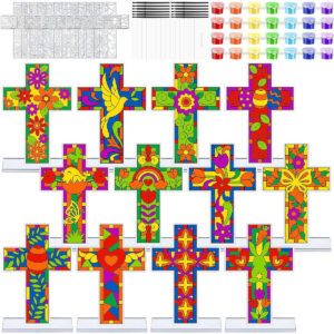 B0DTTZV6TN.jpg Jetec Religious Cross Suncatcher Craft Kit for Kids 24 Set