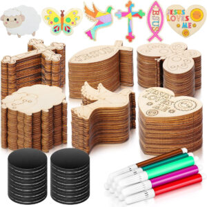 B0DJW1L4H5.jpg 24-Pack Jesus Wood Magnet Craft Kits for Sunday School DIY