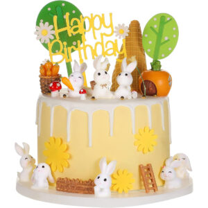 B09NPWPPWC.jpg 24 Pcs Bunny Cake Topper Set for Birthday Party Decorations