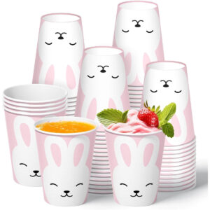 B0DRJM774D.jpg 60 Pcs Easter Bunny Paper Cups for Kids Parties and Events