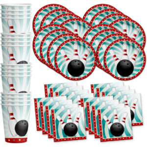 B01DD5DTEC.jpg Bowling Birthday Party Supplies Set: Tableware for 16 Guests