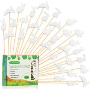 B09TNFLR3Q.jpg Easter Bunny Bamboo Cocktail Picks for Appetizers and Desserts