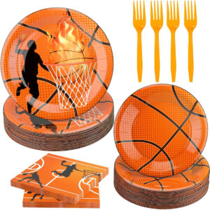B0BP6JB86X.jpg 120-Piece Basketball Party Supplies Set for 30 Guests