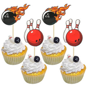 B0D17N9R1N.jpg Gyufise Bowling Cupcake Toppers for Sports Birthday Parties