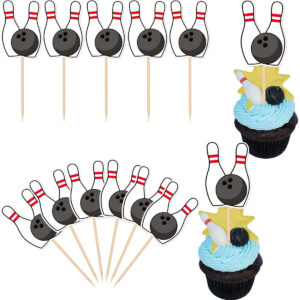 B0CLRQDT47.jpg Bowling Themed Cupcake Toppers for Birthday Party Decorations