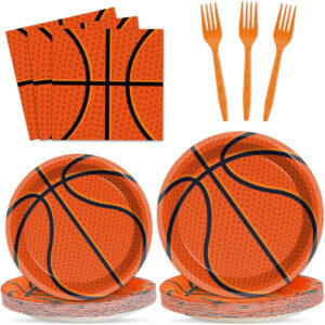 B0CDK7DWYW.jpg Basketball Party Tableware Set: Plates & Napkins for 50 Guests