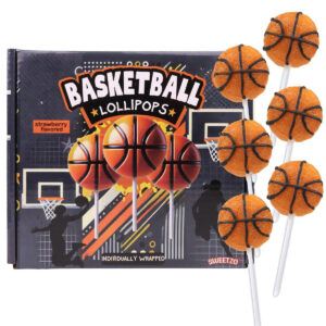 B0DQF2S3YS.jpg Basketball Lollipops Strawberry Flavored Party Favors 24 Pack