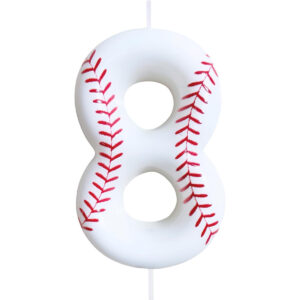 B0F4CJPW6K.jpg Number 8 Baseball Birthday Cake Candle for Sports Parties