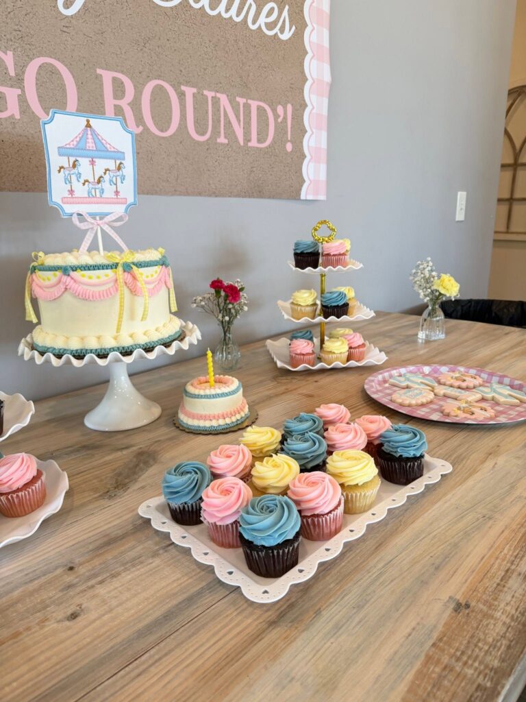 First Go Round Birthday Party Ideas with DIY Canva Signage