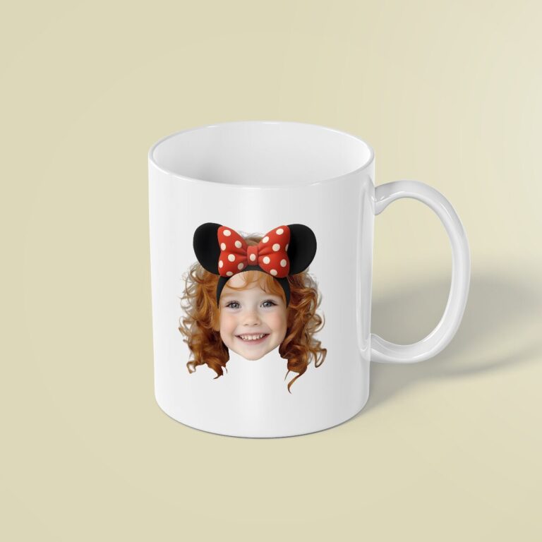 Custom Mouse-Ear Portrait Face Cutout – Mug Custom Mouse-Ear Portrait Face Cutout shown on a mug mockup
