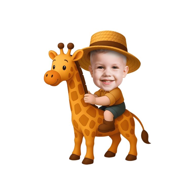 Custom Giraffe Safari Rider Dark Green Shorts Face Cutout – Original Custom Giraffe Safari Rider Dark Green Shorts Face Cutout design preview