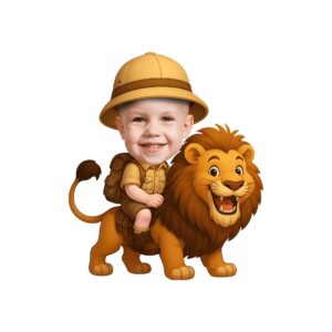 Custom Lion Safari Rider Seated on the Lion Face Cutout – Original Custom Lion Safari Rider Seated on the Lion Face Cutout design preview