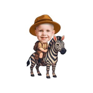 Custom Zebra Safari Rider Brown Safari Hat Face Cutout – Original Custom Zebra Safari Rider Brown Safari Hat Face Cutout design preview