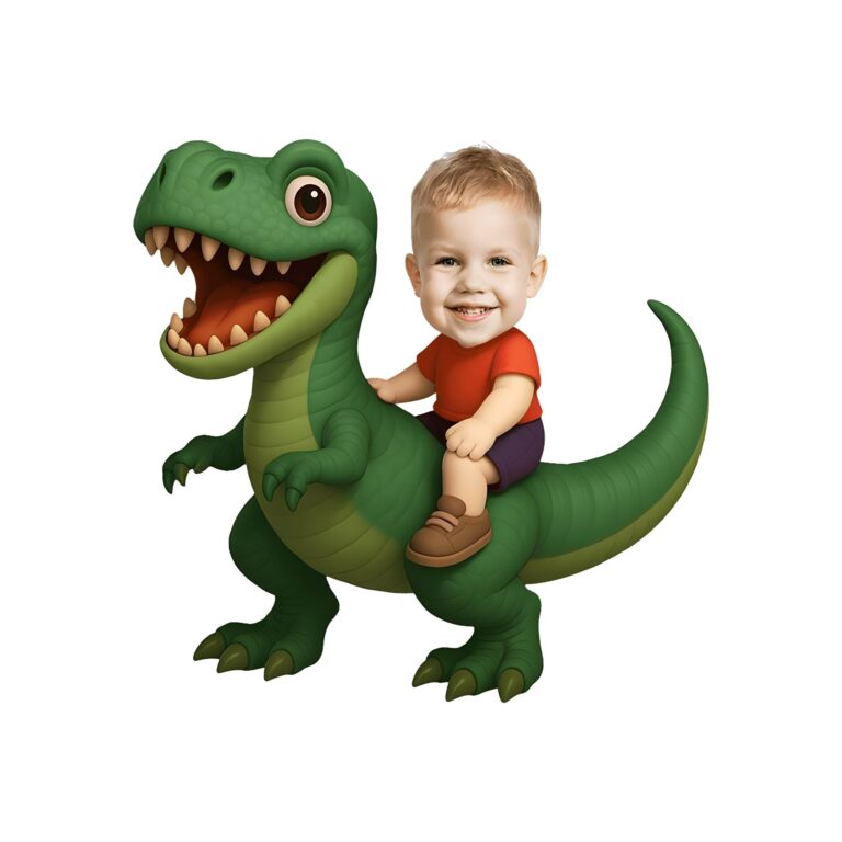 Custom Dinosaur Rider on a Green Tyrannosaur Face Cutout – Original Custom Dinosaur Rider on a Green Tyrannosaur Face Cutout design preview