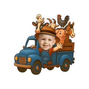 Custom Farm Truck Driver with Barnyard Animals Face Cutout – Original Custom Farm Truck Driver with Barnyard Animals Face Cutout design preview