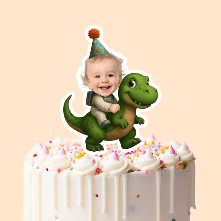 Custom Birthday Rider Face Cutout – Cake Topper Custom Birthday Rider Face Cutout shown on a cake topper mockup