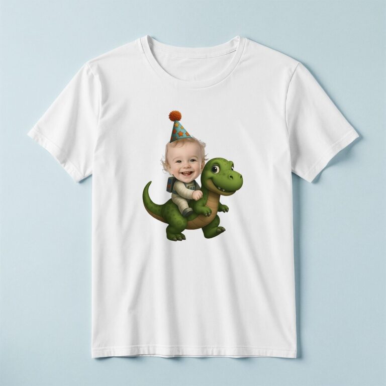 Custom Birthday Rider Face Cutout – T-shirt Custom Birthday Rider Face Cutout shown on a T-shirt mockup