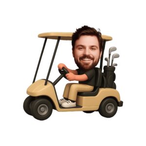 Custom Golfer in Golf Cart Black Polo Face Cutout – Original Custom Golfer in Golf Cart Black Polo Face Cutout design preview
