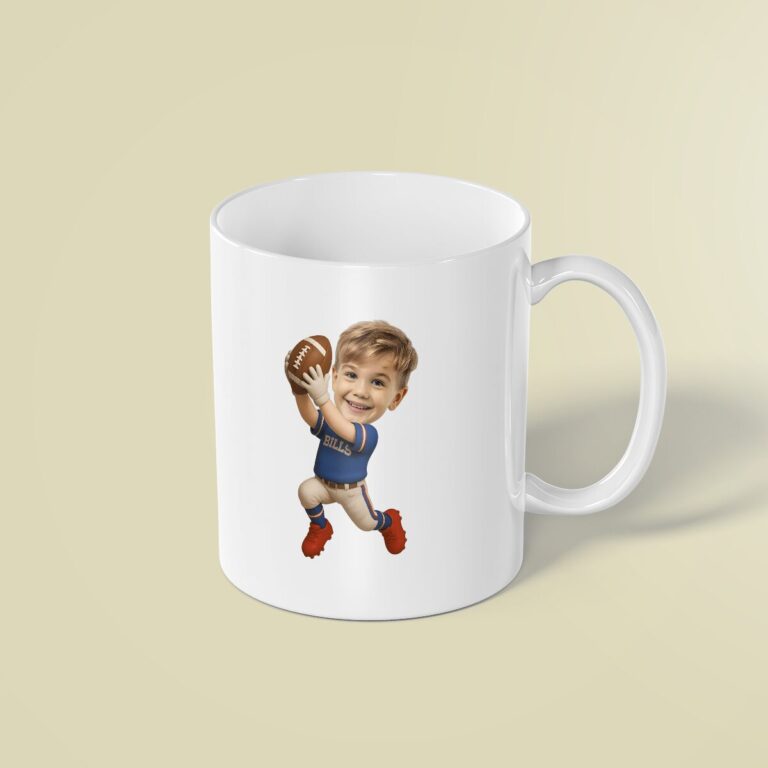 Custom Blue-Uniform Blue Sleeveless Jersey Face Cutout – Mug Custom Blue-Uniform Blue Sleeveless Jersey Face Cutout shown on a mug mockup
