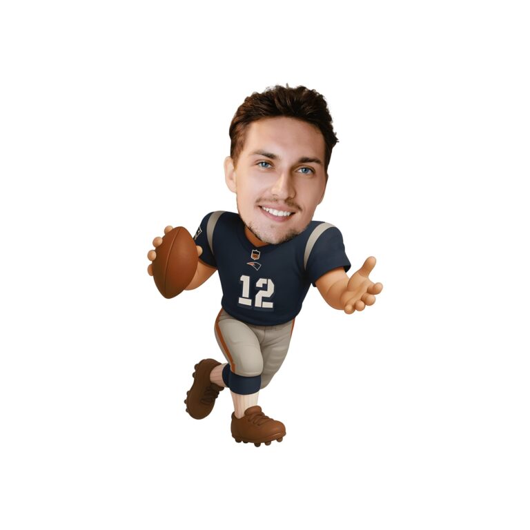 Custom Navy Number 12 Football Runner Face Cutout – Original Custom Navy Number 12 Football Runner Face Cutout design preview
