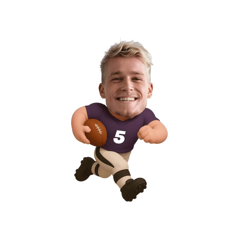 Custom Purple Number 5 Football Ball Carrier Face Cutout – Original Custom Purple Number 5 Football Ball Carrier Face Cutout design preview