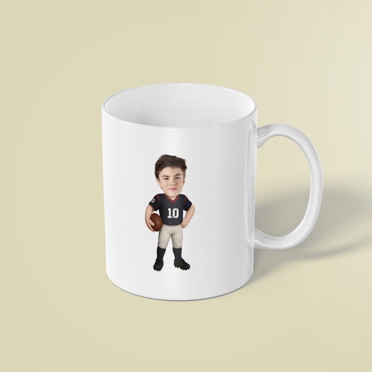 Custom Black-And-Red Number 10 Football Player Face Cutout – Mug Custom Black-And-Red Number 10 Football Player Face Cutout shown on a mug mockup