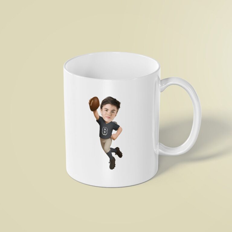 Custom Charcoal Number 8 Passing Player Face Cutout – Mug Custom Charcoal Number 8 Passing Player Face Cutout shown on a mug mockup