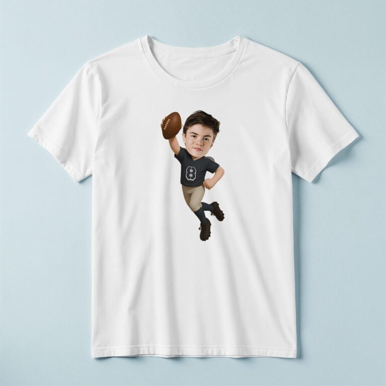 Custom Charcoal Number 8 Passing Player Face Cutout – T-shirt Custom Charcoal Number 8 Passing Player Face Cutout shown on a T-shirt mockup