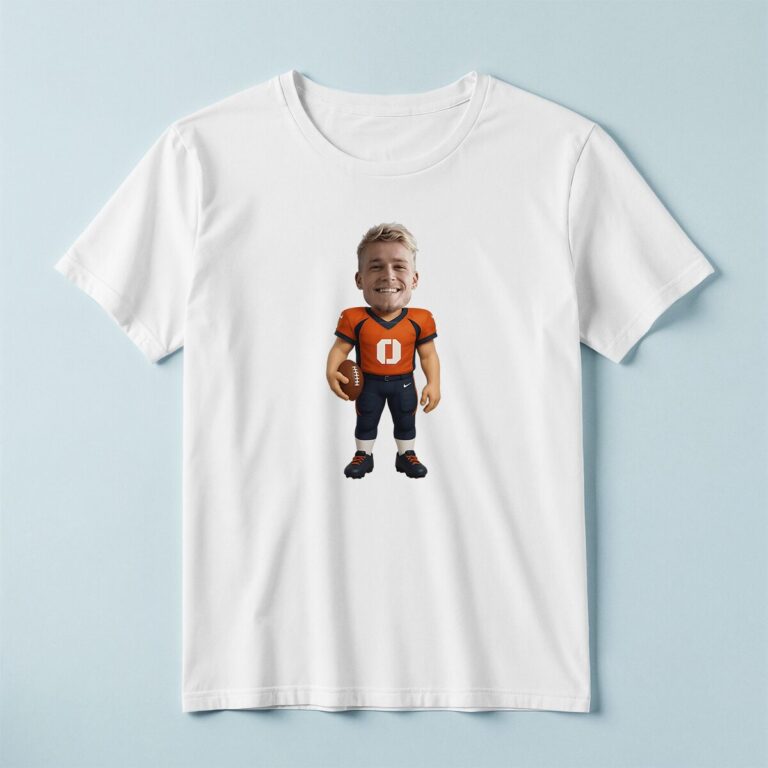 Custom Orange Number 0 Football Player Face Cutout – T-shirt Custom Orange Number 0 Football Player Face Cutout shown on a T-shirt mockup