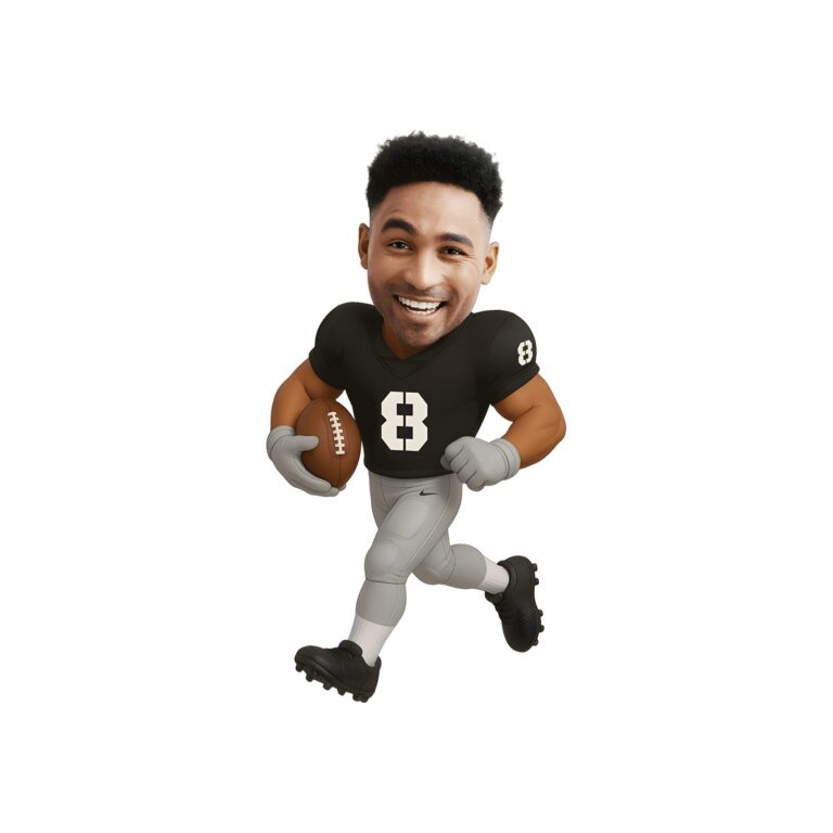 Custom Black Number 8 Football Runner Face Cutout – Original Custom Black Number 8 Football Runner Face Cutout design preview