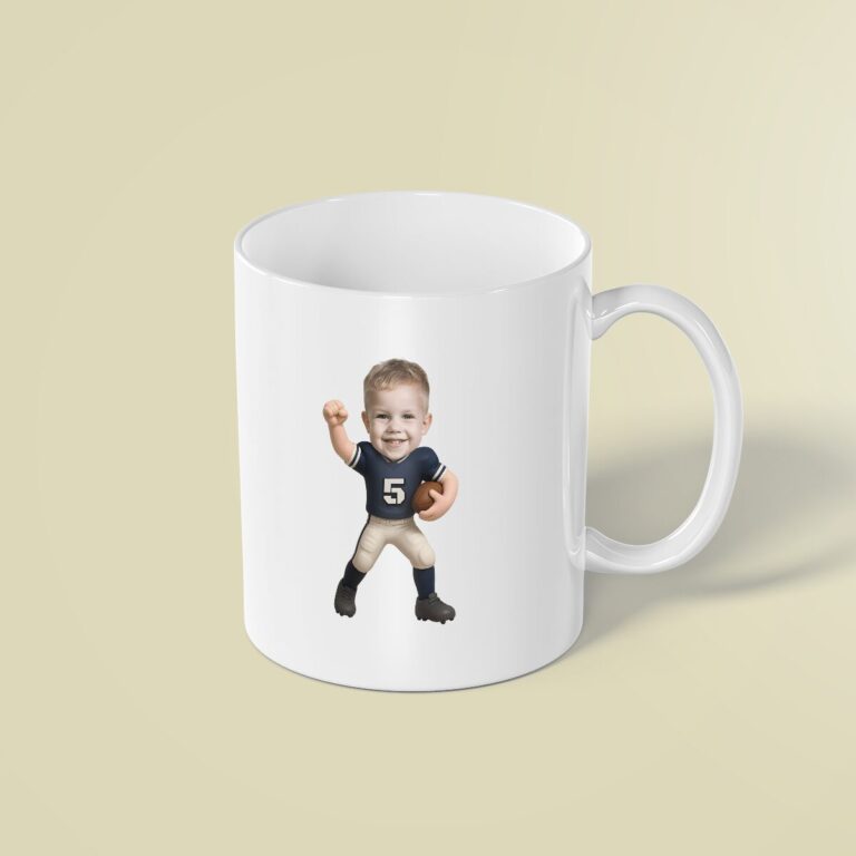 Custom Navy Number 5 Football Light Pants Face Cutout – Mug Custom Navy Number 5 Football Light Pants Face Cutout shown on a mug mockup