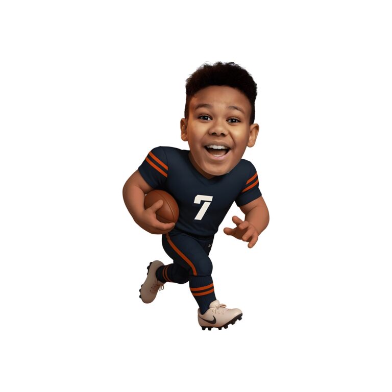 Custom Navy Number 7 Football Runner Face Cutout – Original Custom Navy Number 7 Football Runner Face Cutout design preview