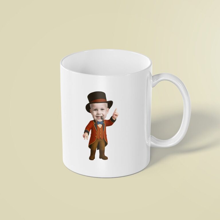 Custom Circus Ringmaster Black Top Hat Face Cutout – Mug Custom Circus Ringmaster Black Top Hat Face Cutout shown on a mug mockup