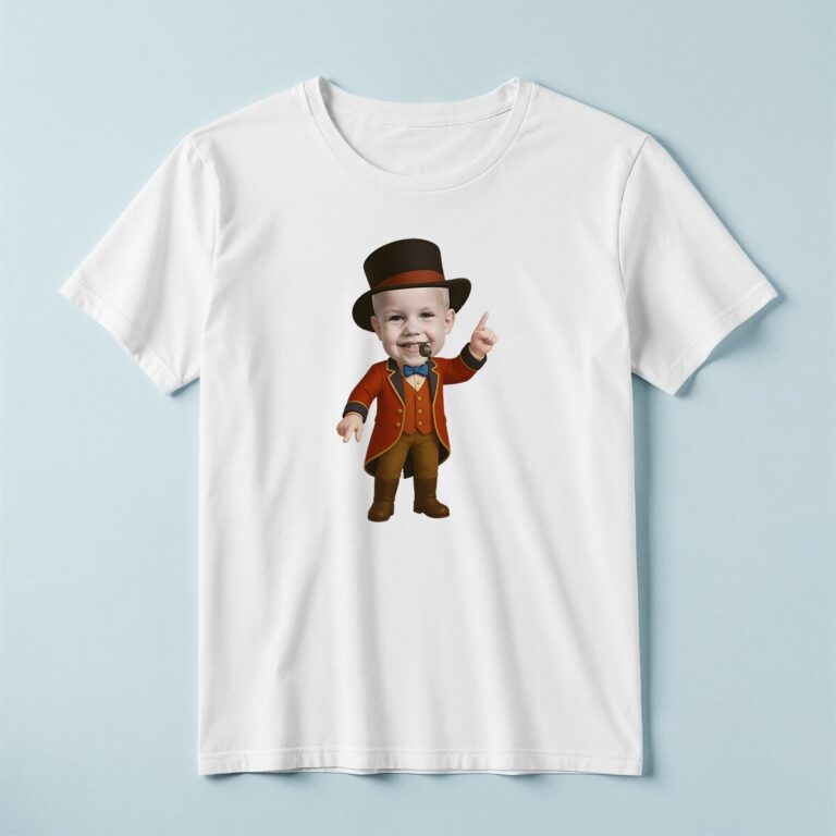 Custom Circus Ringmaster Black Top Hat Face Cutout – T-shirt Custom Circus Ringmaster Black Top Hat Face Cutout shown on a T-shirt mockup