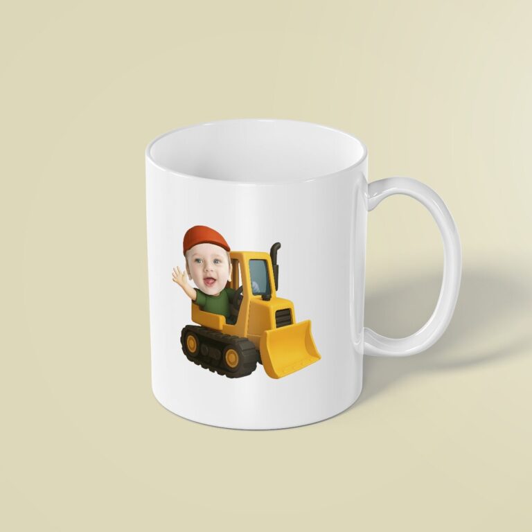 Custom Bulldozer Operator Face Cutout – Mug Custom Bulldozer Operator Face Cutout shown on a mug mockup