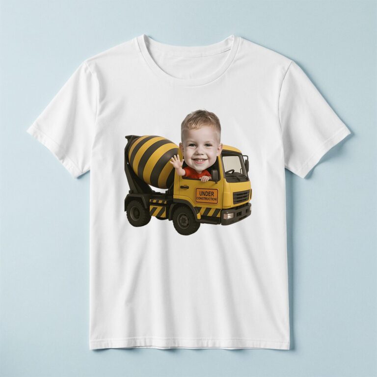 Custom Concrete Mixer Truck Driver Face Cutout – T-shirt Custom Concrete Mixer Truck Driver Face Cutout shown on a T-shirt mockup