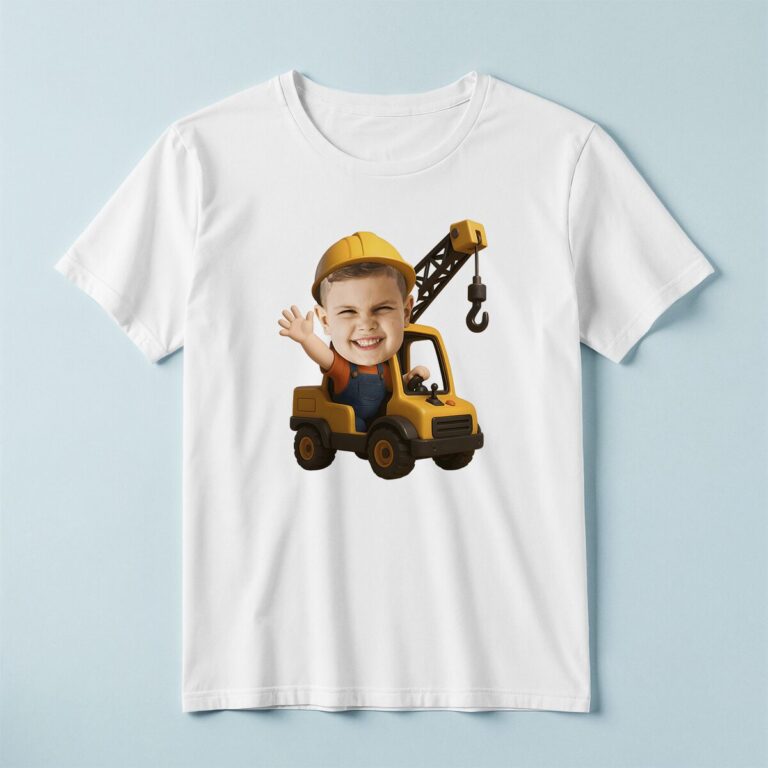 Custom Mobile Crane Driver Face Cutout – T-shirt Custom Mobile Crane Driver Face Cutout shown on a T-shirt mockup