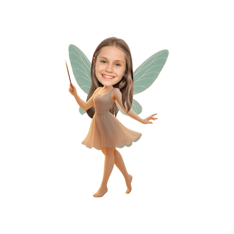 Custom Wand-Holding Woodland Fairy Face Cutout – Original Custom Wand-Holding Woodland Fairy Face Cutout design preview