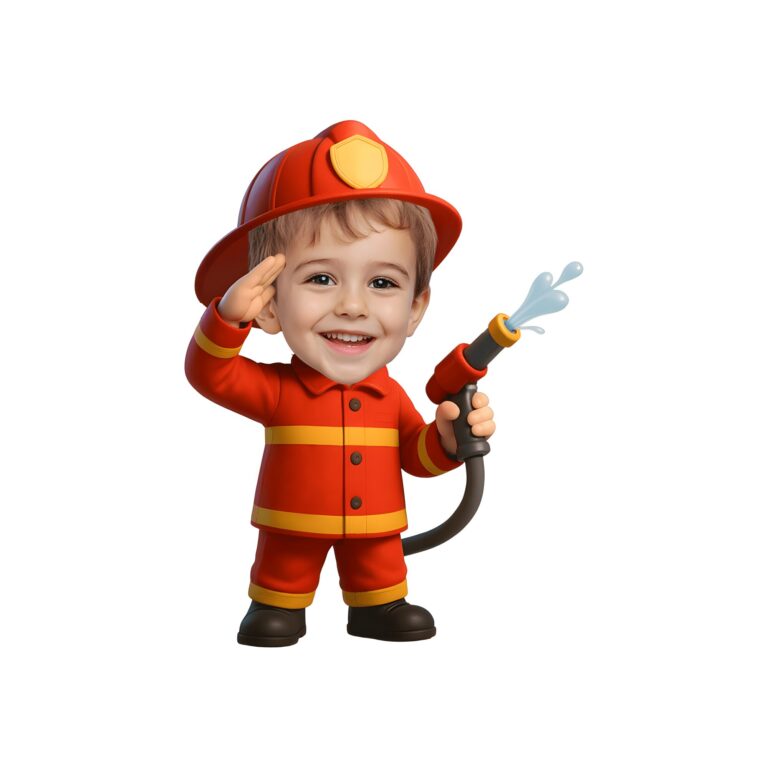 Custom Firefighter Saluting with Hose Face Cutout – Original Custom Firefighter Saluting with Hose Face Cutout design preview