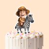 Custom Zebra Safari Rider Tan Pith Helmet Face Cutout – Cake Topper Custom Zebra Safari Rider Tan Pith Helmet Face Cutout shown on a cake topper mockup